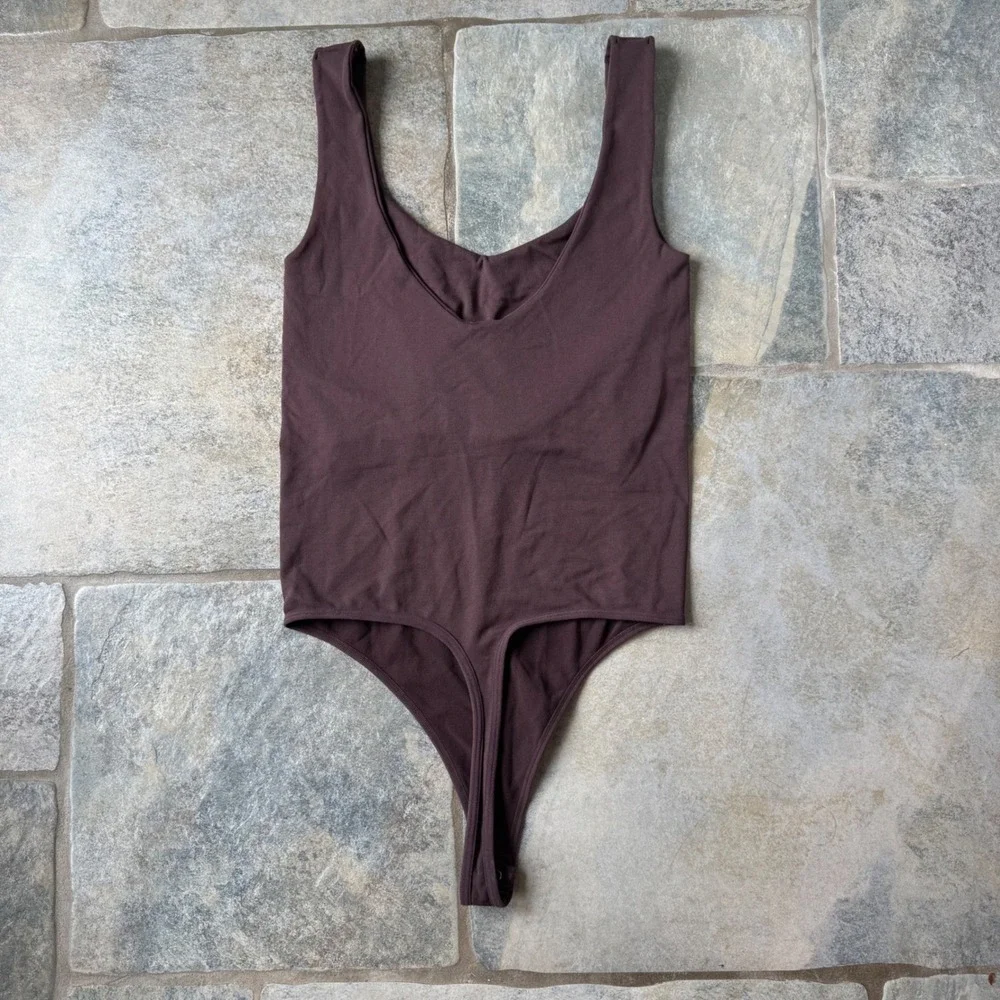 Free People‎ Seamless Scoop Bodysuit M/L Cocoa Intimately Stretchy
